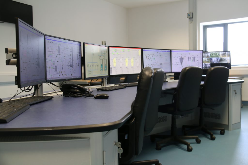 The ‘brain’ of the plant where computers – showing hundreds of measurements and CCTV – are used to monitor the machines