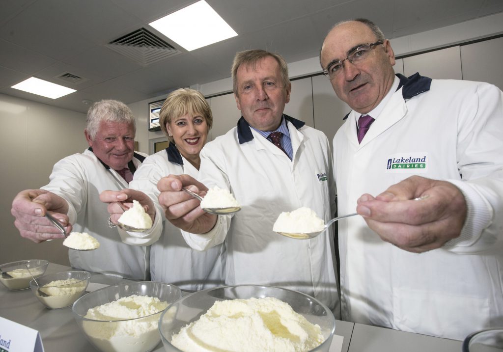At the opening were: Lakeland Dairies Chairman Alo Duffy; Minister for Culture, Heritage and The Gaeltacht, Heather Humphreys; Minister for Agriculture, Food and Marine Michael Creed; and Lakeland Dairies Group CEO Michael Hanley. Image source: Colm Mahady / Fennell Photography