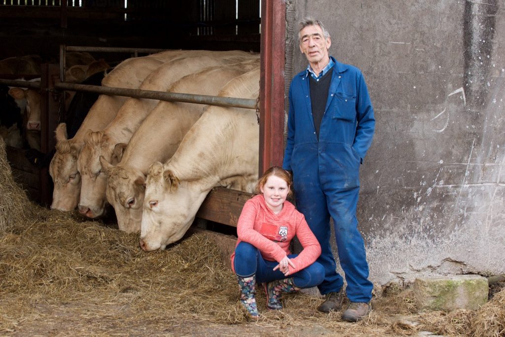 Blonde breeder Henry Griffin pictured with granddaughter Aoife
