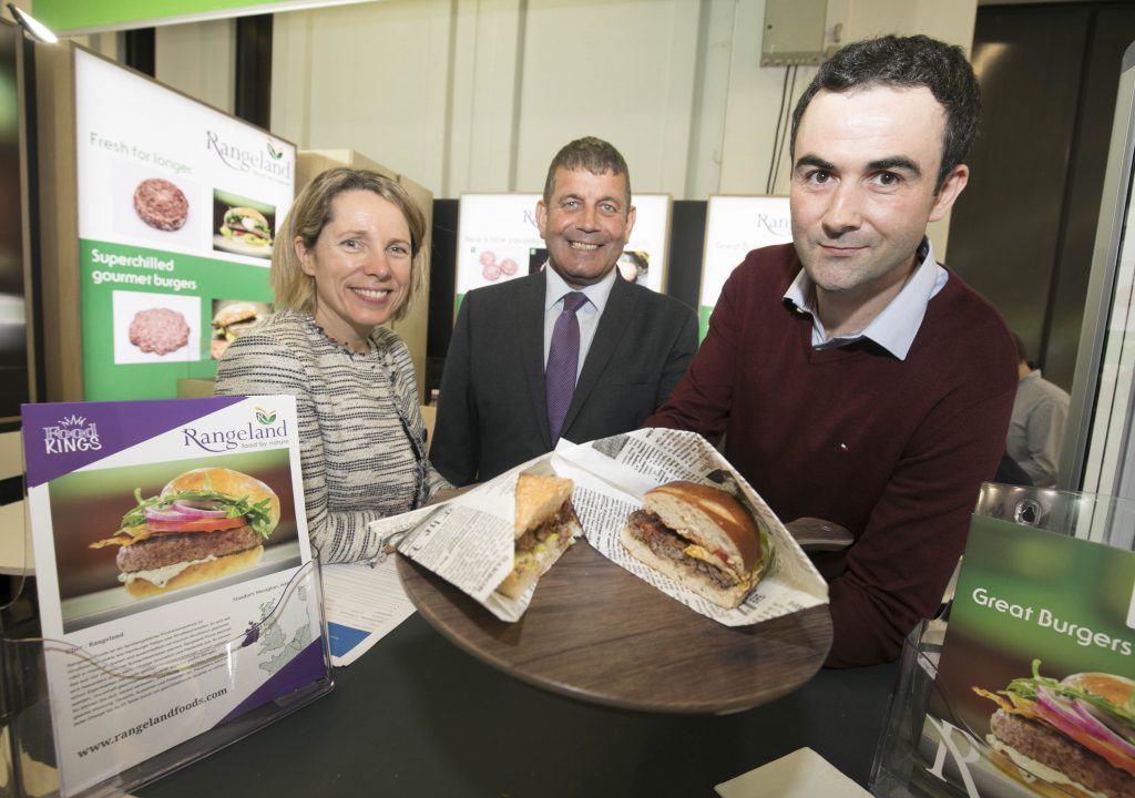 Tara McCarthy, CEO Bord Bia; Minister of State at the Department of Agriculture, Food and the Marine Andrew Doyle TD; and James Lucey from Rangeland Foods. Image source: Fennell Photography
