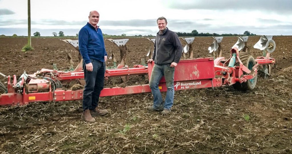 Francis Owens and Kevin Kirwan take a break from ploughing at Ballycullane, Athy