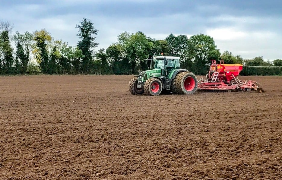 Jamie Shaughnessy sowing winter wheat on Owens’ farm