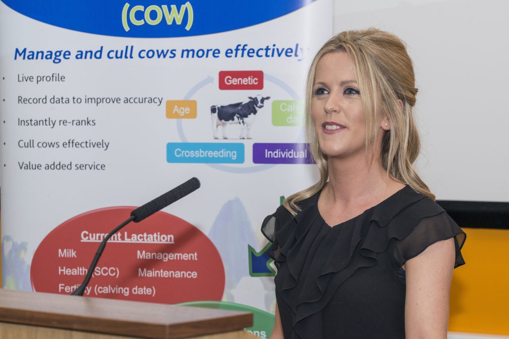Speaker Dr. Margaret Kelleher, ICBF, at the launch of the C.O.W. decision support tool. Image source: O’Gorman Photography