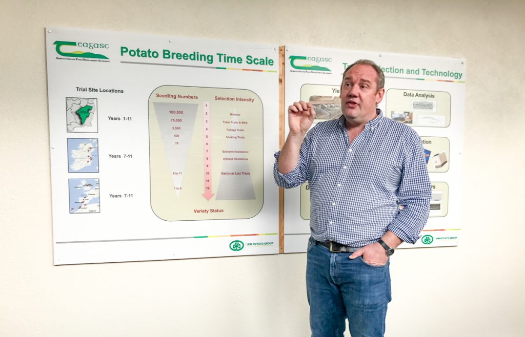 Denis Griffin addressing the attendance at Potato Day for Science Week in Teagasc Oakpark