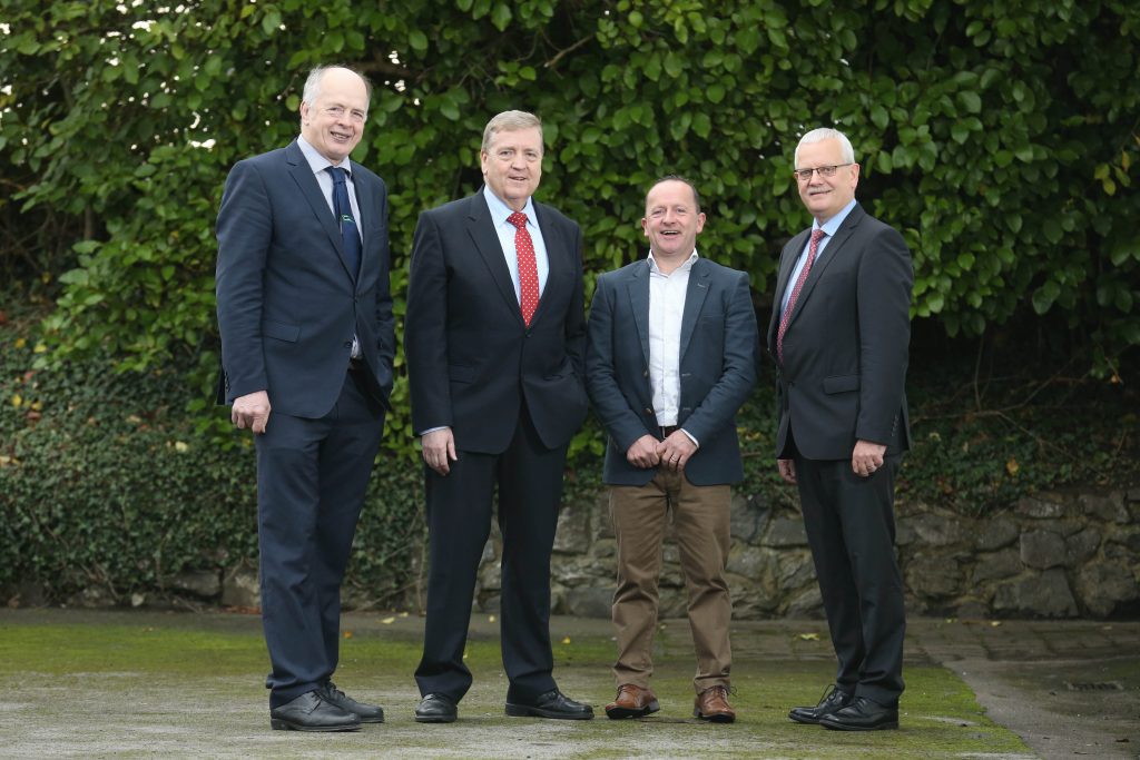 Pictured at conference were: Dr Tom Kelly, director of Knowledge Transfer, Teagasc; Minister of State for Trade, Employment, Business, EU Digital Single Market and Data Protection, Pat Breen; Clare dry-stock farmer and farm safety advocate, Michael Callinan; and Tom Coughlan, chairman of the Health and Safety Authority board Image source: Finbarr O’Rourke