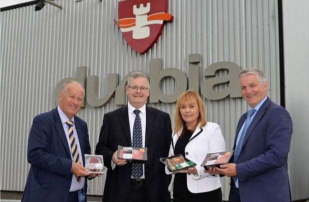 Then agriculture minister Michelle McIlveen visited Dunbia’s plant in Dungannon in 2016. Also pictured are Jack Dobson, Dunbia Group executive director; Tony O’Neill, Dunbia Group deputy chief executive; and Jim Dobson OBE, Dunbia Group chief executive