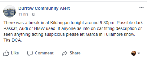 Image source: Durrow Community Alert Facebook page