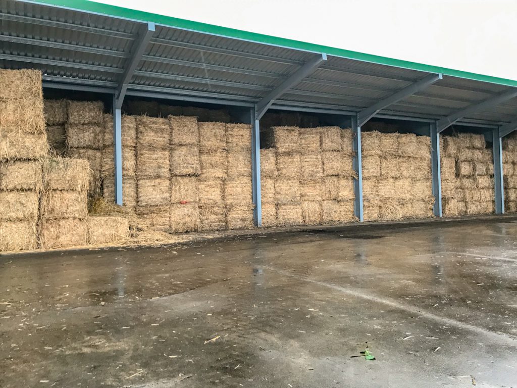 Some of the miscantus bales in storage