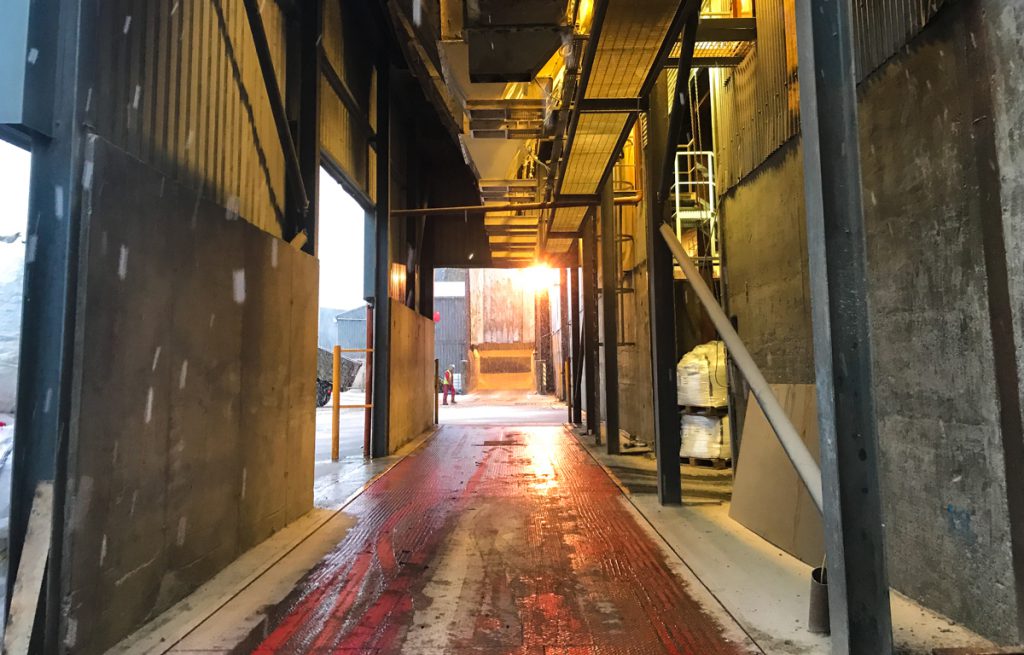 The weighbridge under the unloading bins