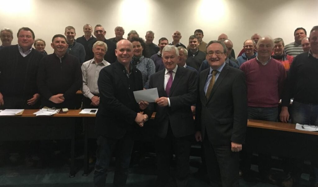 Incoming chairman of the IFA Sheep Committee Sean Dennehy with outgoing chair John Lynskey. Image source: IFA Twitter page