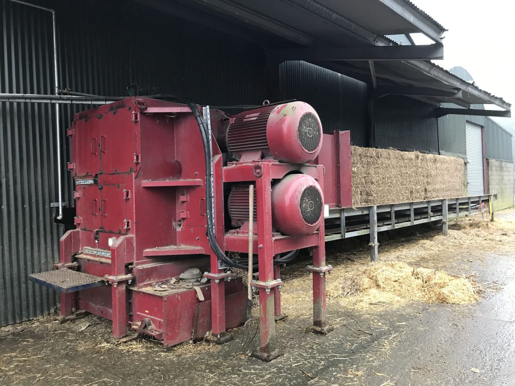 Straw lined up for the grinder at the Straw Chip plant in Co. Kildare