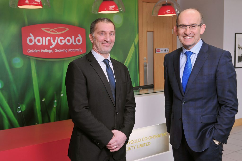 Dairygold CEO Jim Woulfe and newly-elected chairman of Dairygold John O’Gorman pictured in Cork.Image source: Daragh McSweeney