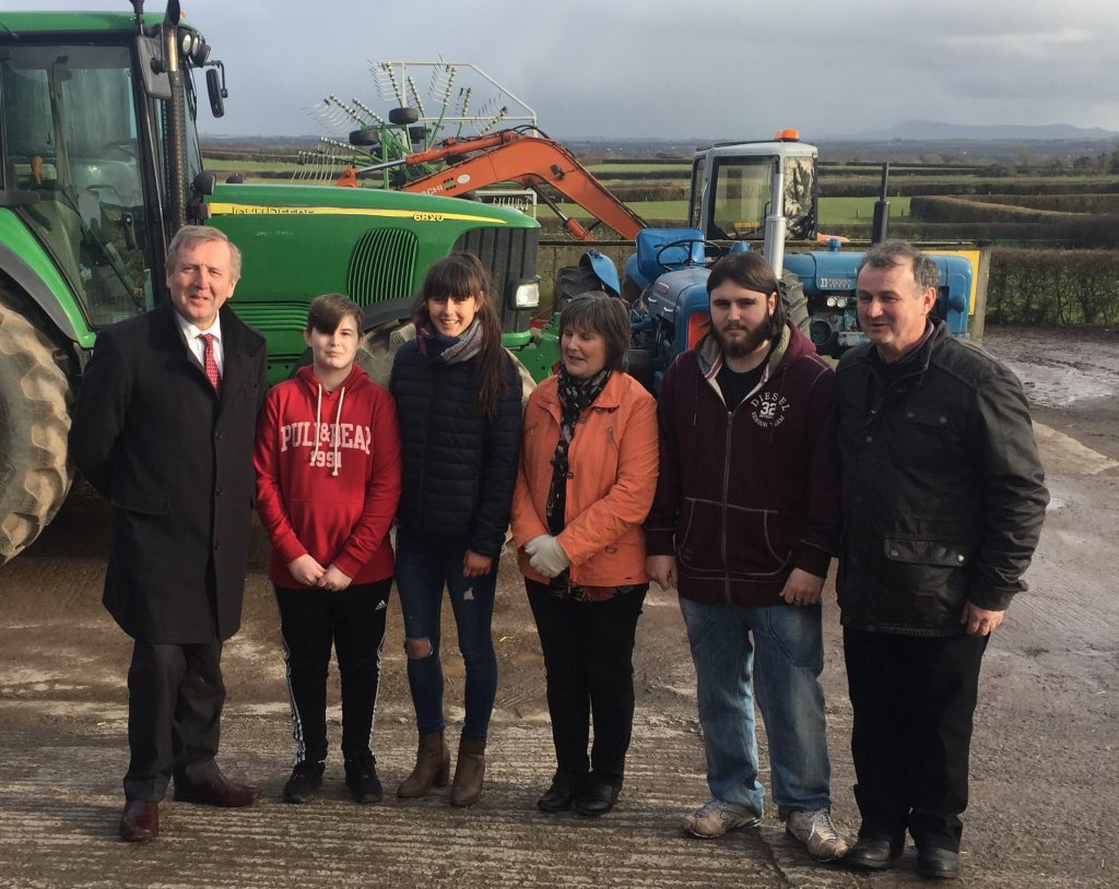 Minister Creed pictured with Daniel, Leanne, Geraldine, James and Liam Herlihy