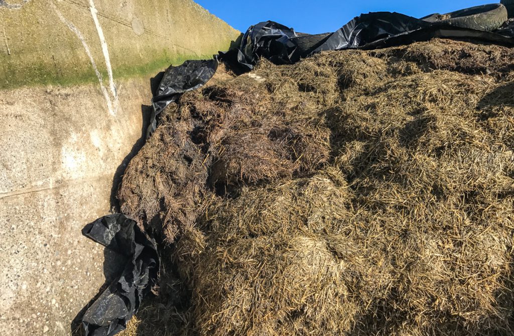 Regular silage plastic on the sides and the top of the pit