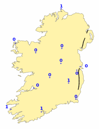 Soil moisture deficits as of Feb 4 for well-drained soils. Data source: Met Éireann