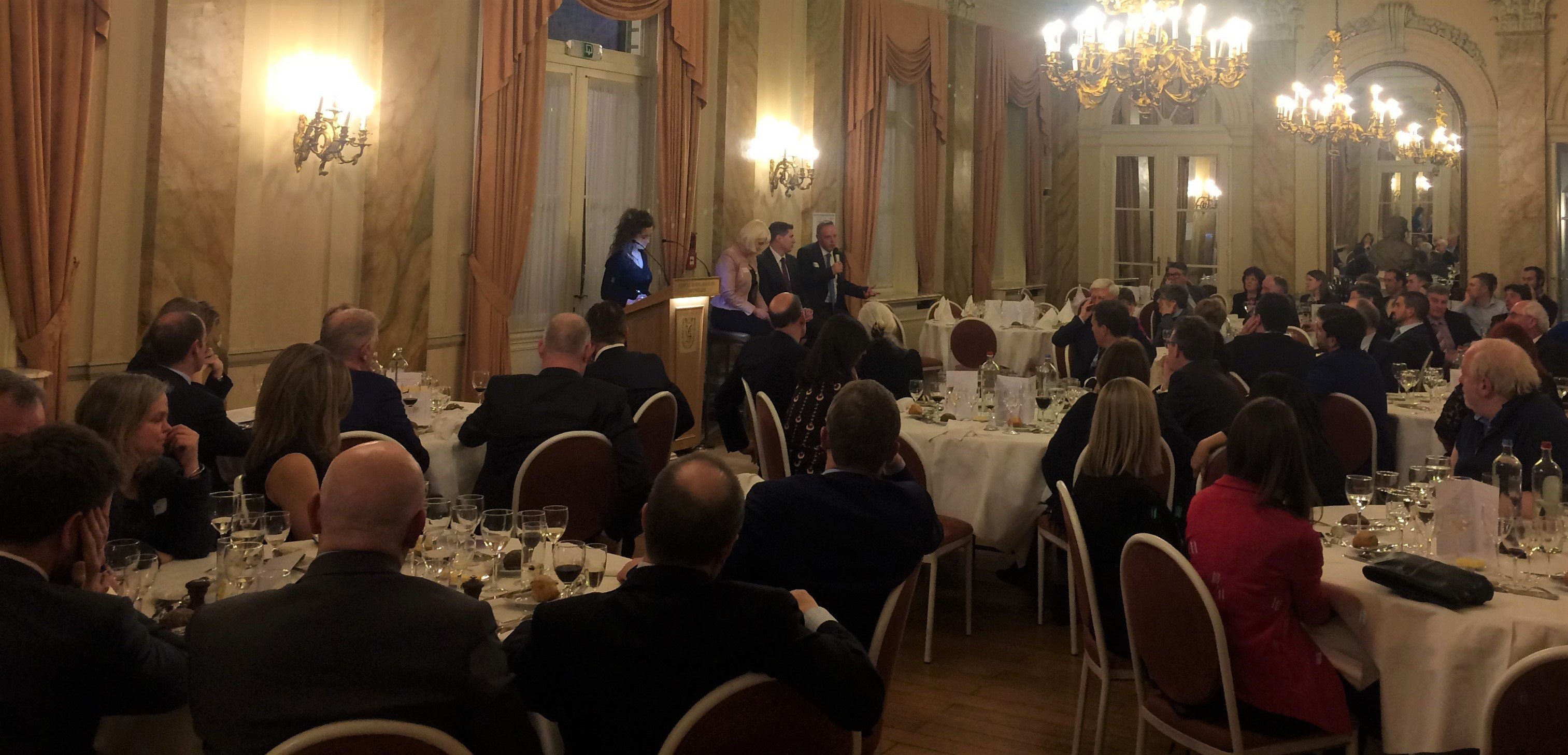MEPs Marian Harkin and Matt Carthy join ICSA’s Eddie Punch for panel discussion on the future of farming at a banquet dinner in Brussels