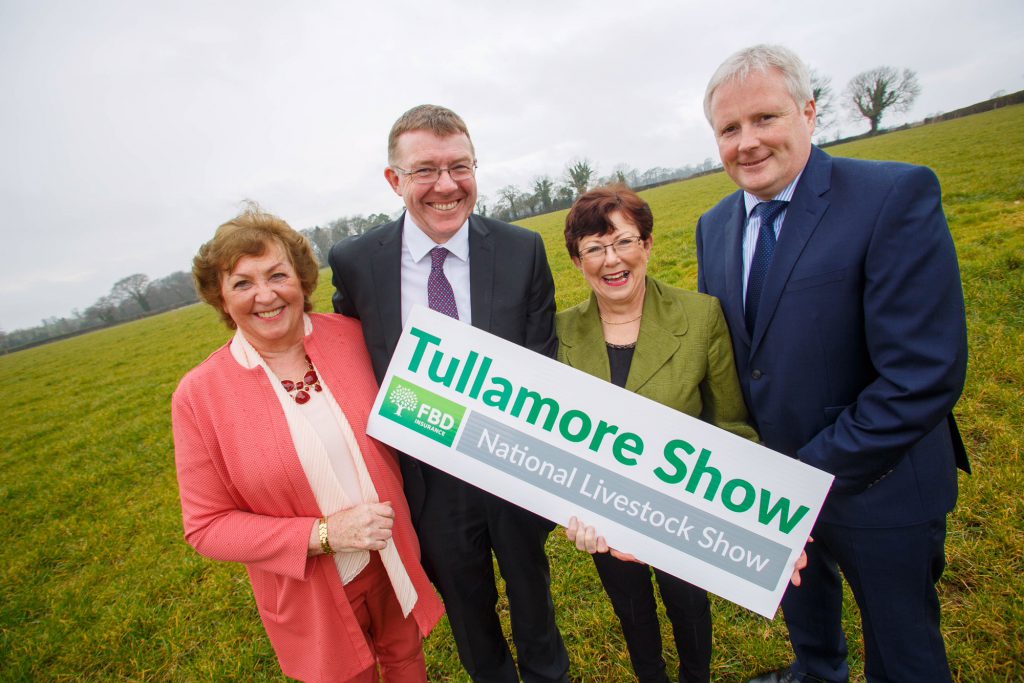 L-R: Freda Kinnarney, operations manager, Tullamore Show; Pat Gilligan, head of sales, midlands and north-west, FBD Insurance; Brenda Kiernan, chairperson, Tullamore Show; and John Cahalan, chief commercial officer, FBD Insurance. Image source: Jeff Harvey