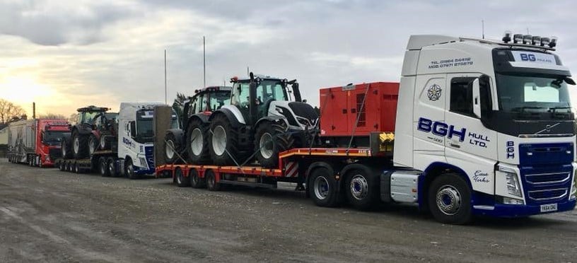 A convoy of equipment arriving for Valtra’s ‘SmartTour’. Image source: Clarke Machinery