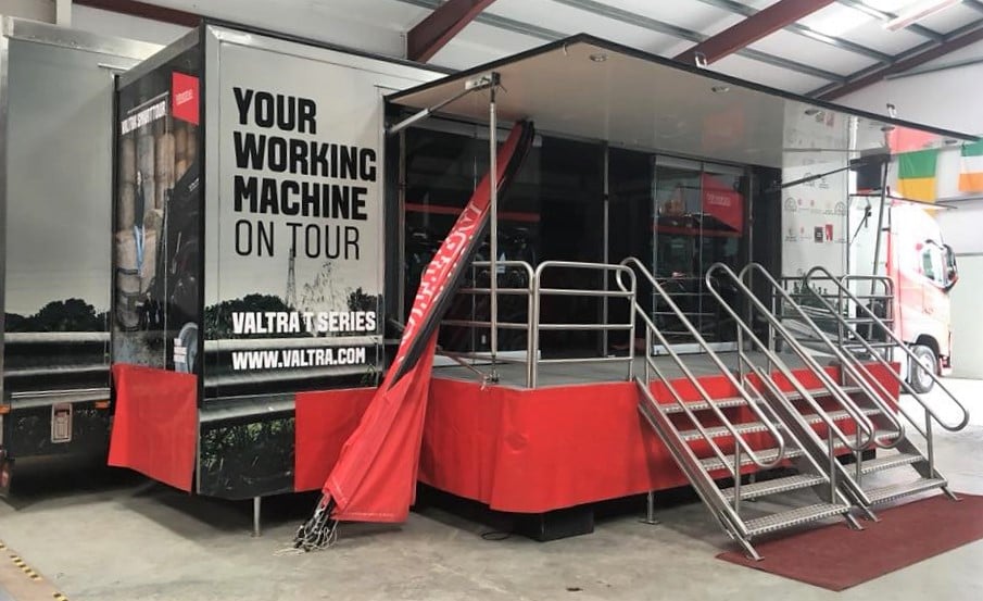 The Valtra ‘SmartTour’ rig parked and ready. Image source: Clarke Machinery
