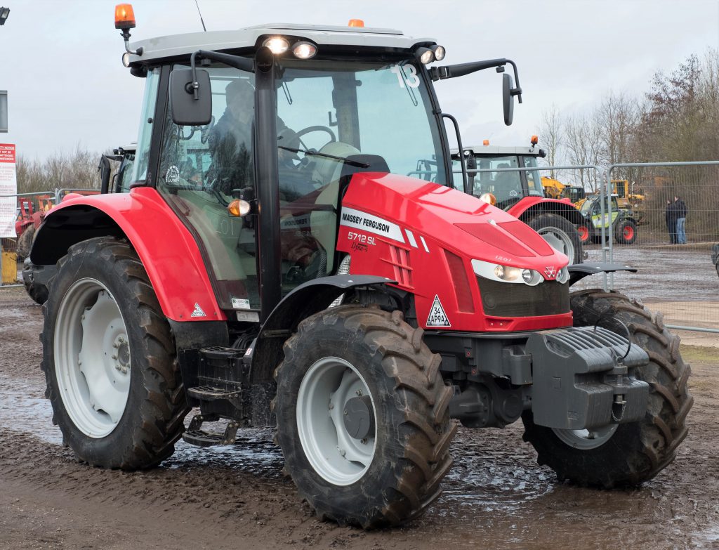 This 2017 MF 5712 (Dyna-4; air-conditioning; cab suspension), with 1,151 hours showing, sold for £36,500