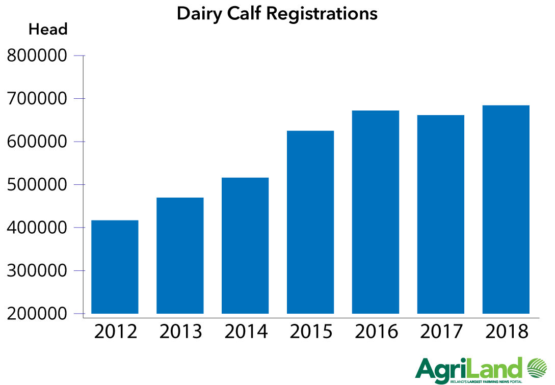 Dairy calf registrations (March). Data source: ICBF