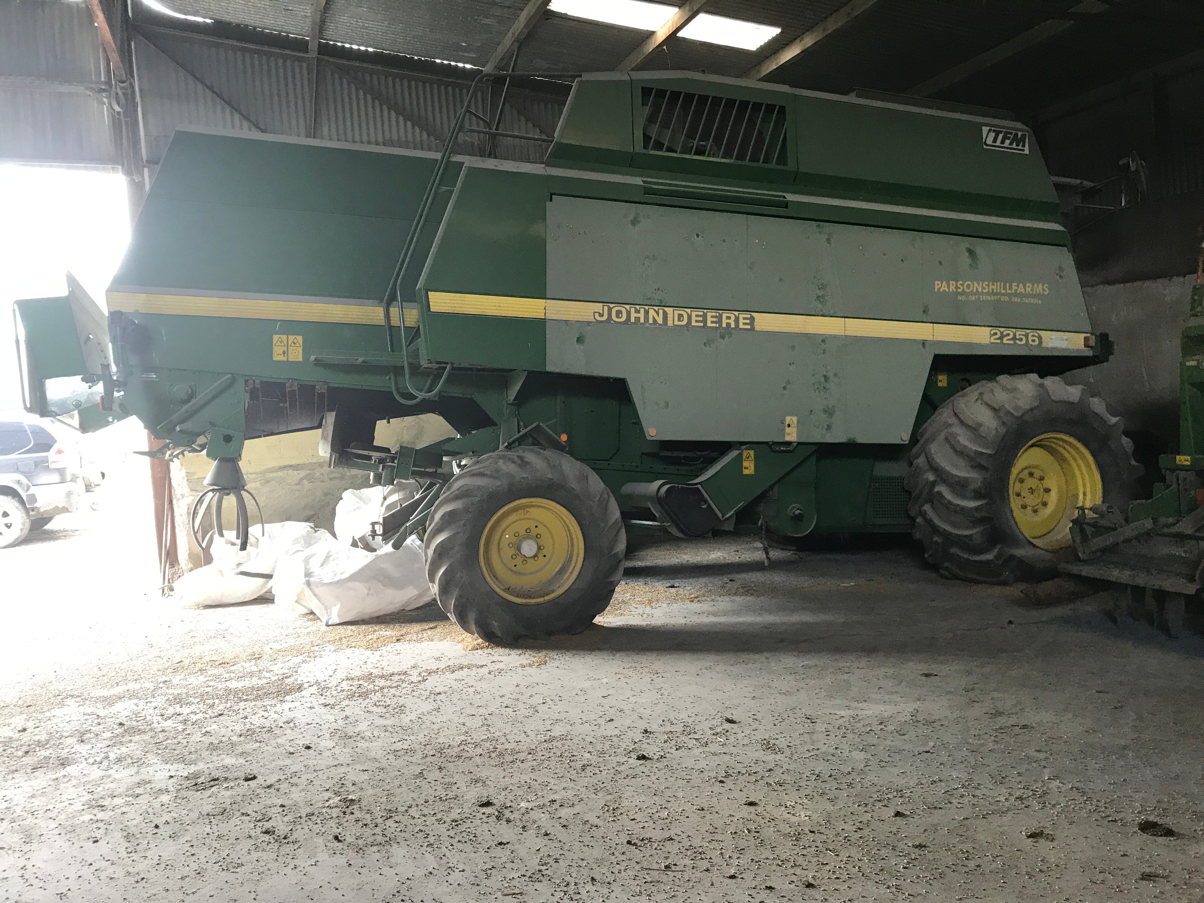 The combine is parked up awaiting work next harvest