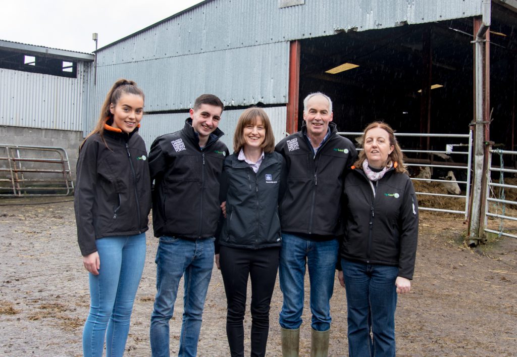Sinéad, Eoin, Tommy and Marie Fagan with Eva Ross, from Yara, which is supplying 10t of fertiliser
