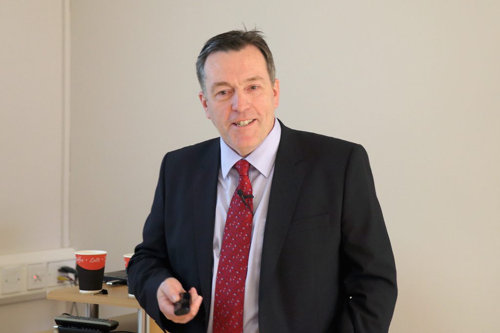 George Mullan speaking to schools taking part in the Angus Youth Challenge