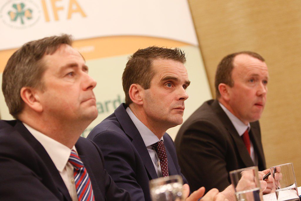 L-R: Damian McDonald, IFA director general; IFA president Joe Healy; and Martin Stapleton, IFA Farm Business Committee chairman. Image source: Karen Morgan