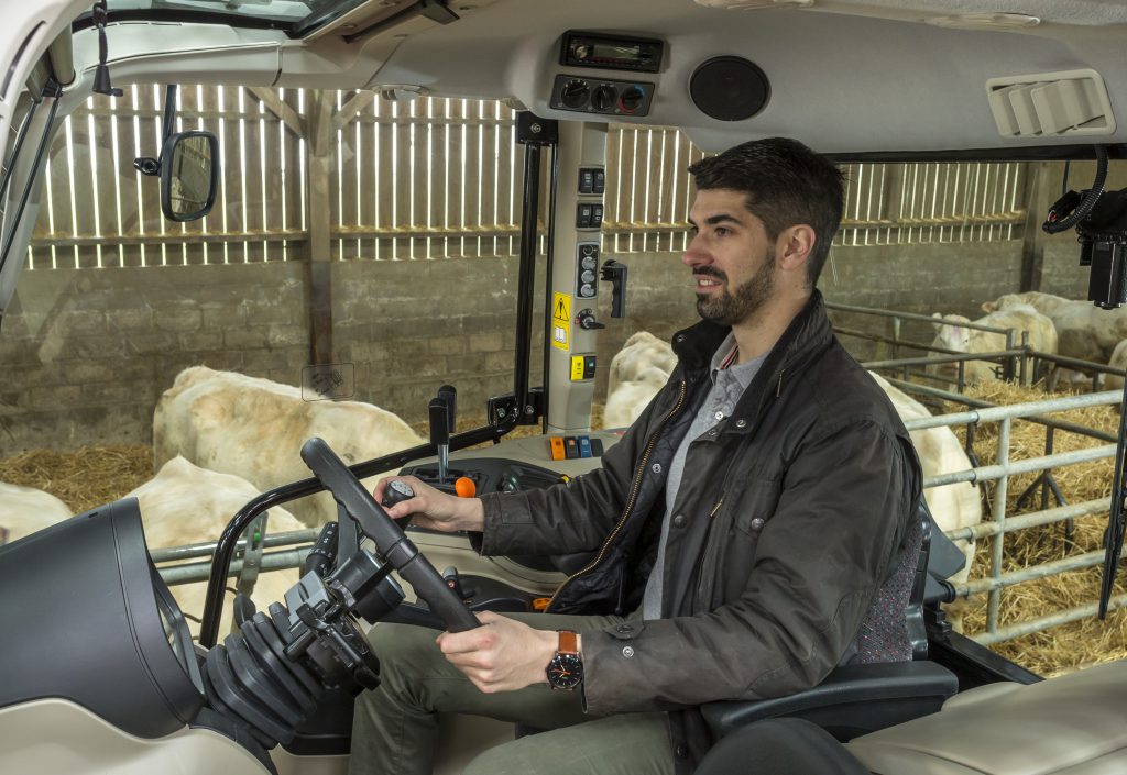 Inside the cab of Massey Ferguson 5711 Dyna-4