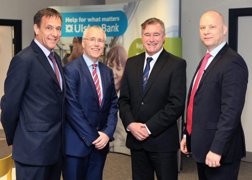Ulster Bank’s senior agriculture manager, Cormac McKervey; the bank’s regional managing director, Richard Donnan; RUAS chief executive, Alan Crowe; and Richard Ramsey, Ulster Banks’s chief Economist NI