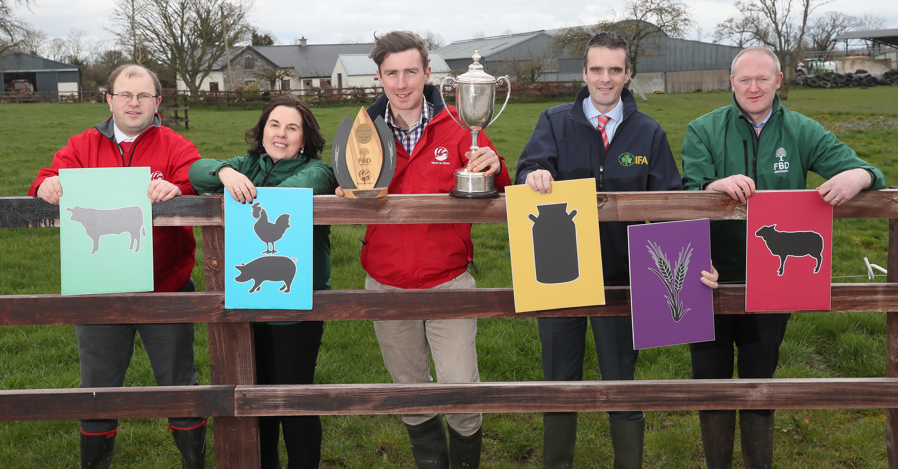 PJ O’Keeffe with Carolyn O’Hara and Stewart Gavin, FBD; James Healy, Macra na Feirme; and Joe Healy, IFA