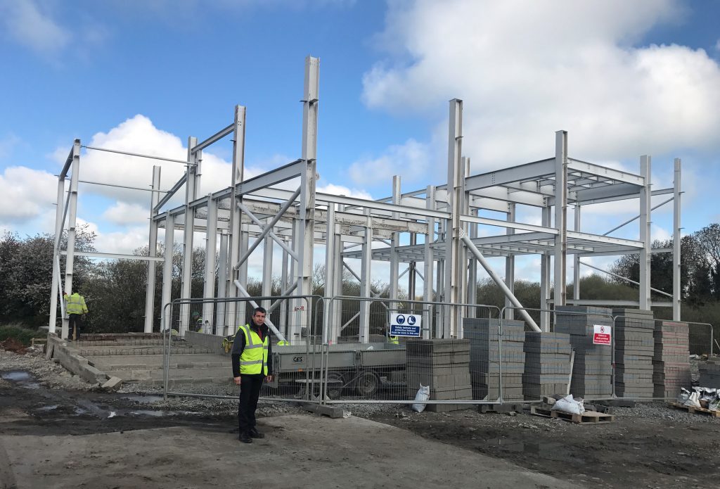 Colin Purdy shows how work is going on the new plant