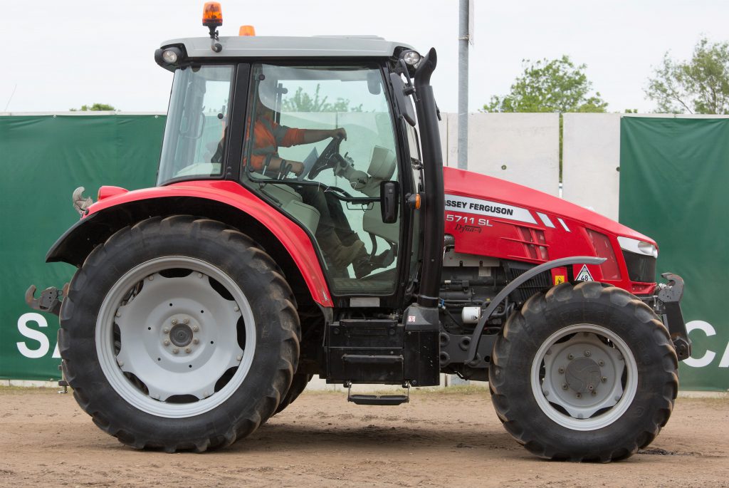 This 2017 MF 5711 SL (front linkage; front axle suspension; 1,251 hours) sold for £41,000
