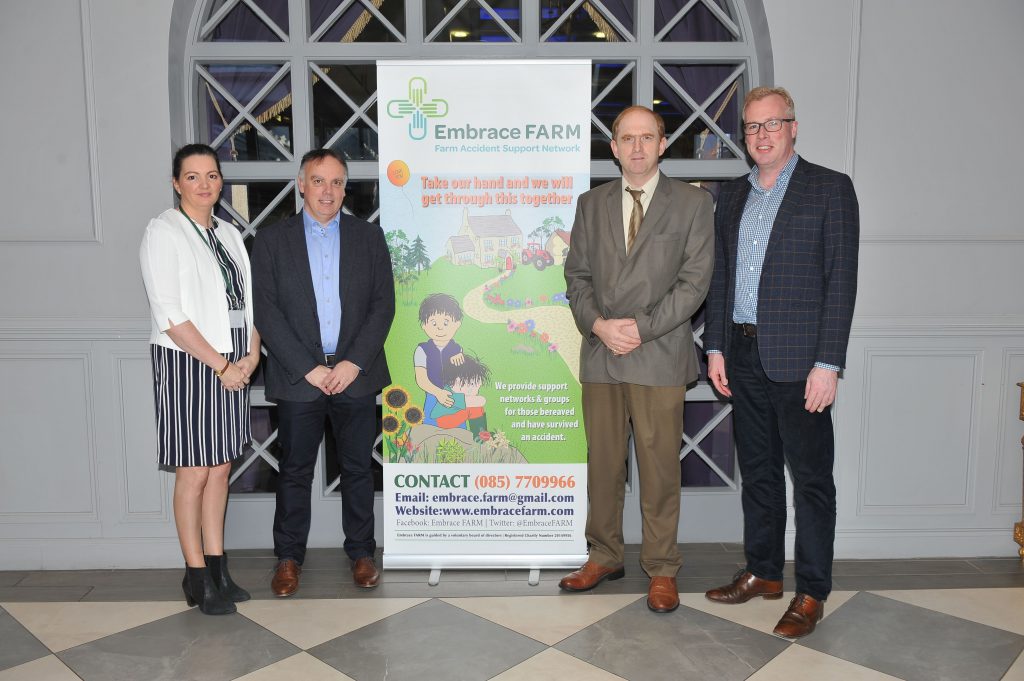 L-R: Norma Rohan, director, Embrace FARM; Seamus Bannon, ABP Food Group; Robert Leonard, Department of Agriculture; and Damien O’Reilly, RTE Countrywide. Image source: Roger Jones
