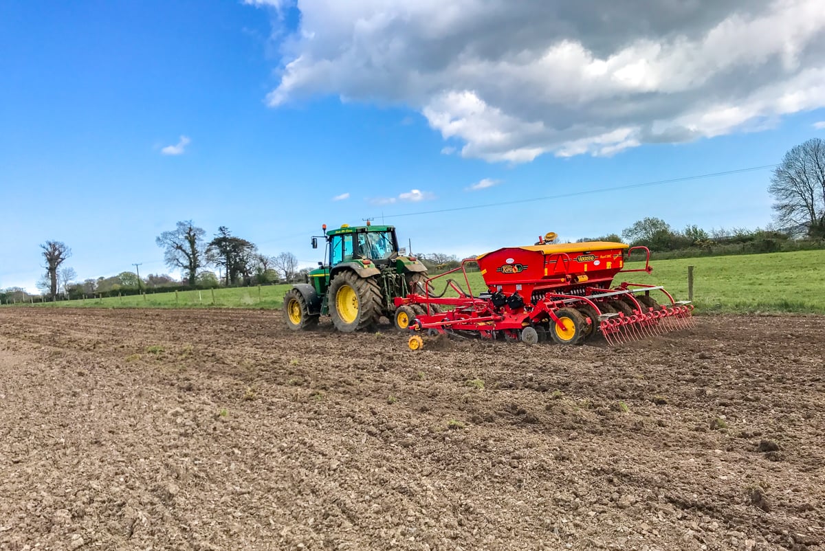 Kevin sowing with a Vaderstad 300C seed and fertiliser drill that he purchased recently