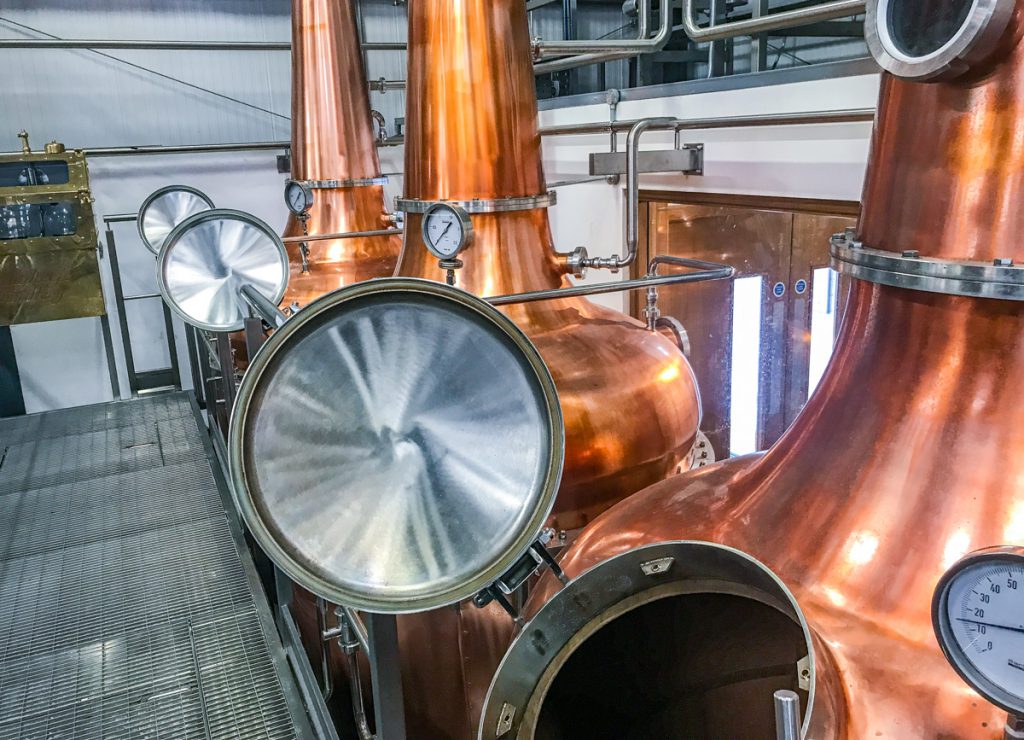 The three stills at Ballykeefe Distillery