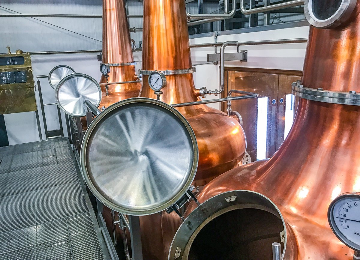 The three stills at Ballykeefe Distillery
