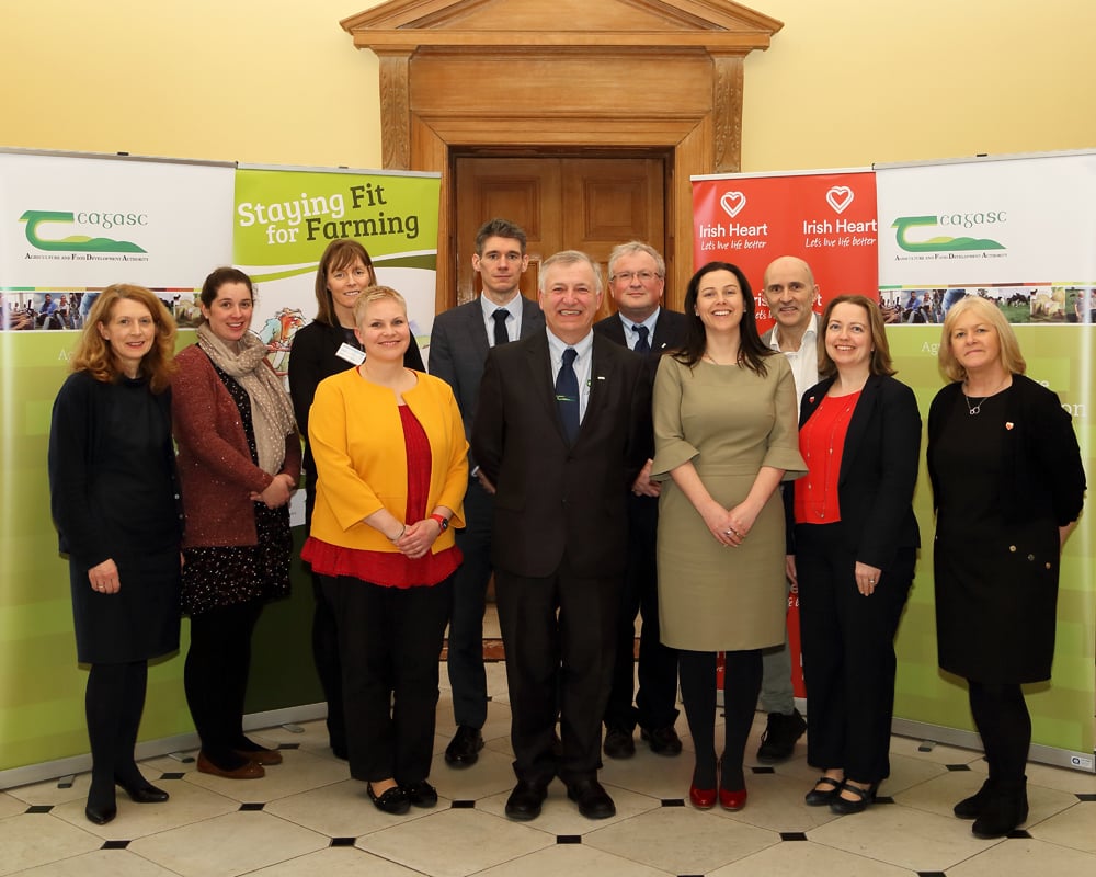 L-R Front: Diana von Doorn; Prof. Gerry Boyle, director of Teagasc; Audrey O’Shea, sustainability manager, Glanbia. Back: Dr. Catherine Blake, UCD; Dr. Aoife Osborne, UCD; Paula Rankin, IT Carlow; Dr. David Meredith, Teagasc; Dr. John McNamara, Teagasc; Dr. Noel Richardson, IT Carlow; Janice Morrissey, Irish Heart Foundation, Ms. Marese Damery, Irish Heart Foundation
