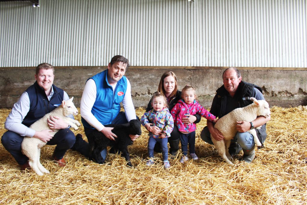 Ollie Ryan (Midland Veterinary Tullamore) and Robert Dempsey with his wife Jane and daughters, Bella and Layla