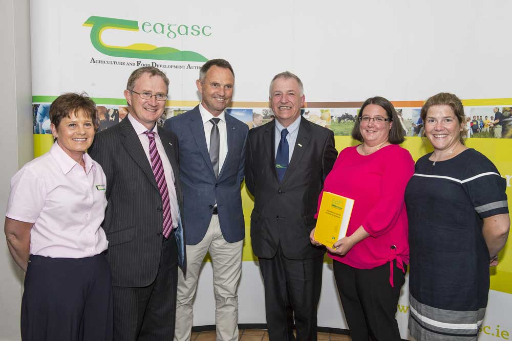 L-R: Margie Egan, Teagasc Moorepark; Dr. Frank O’Mara, EGF president; Dr. Willy Kessler, Switzerland, secretary EGF; Prof. Gerry Boyle, Teagasc director; Dr. Deirdre Hennessy, Teagasc Moorepark; and Dr. Emer Kennedy, Teagasc Moorepark