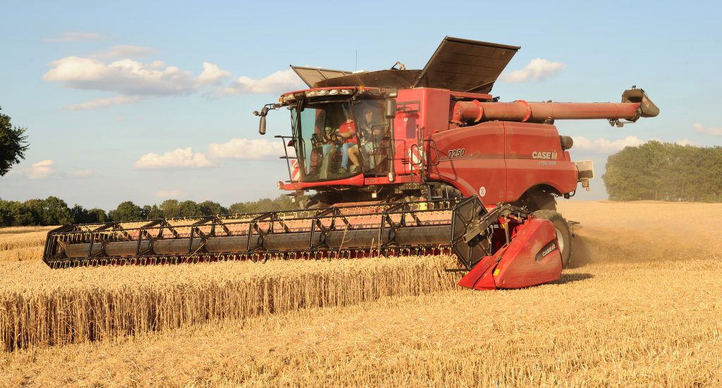 A next-generation Case IH Axial-Flow 250 Series combine harvester in action in Germany this week