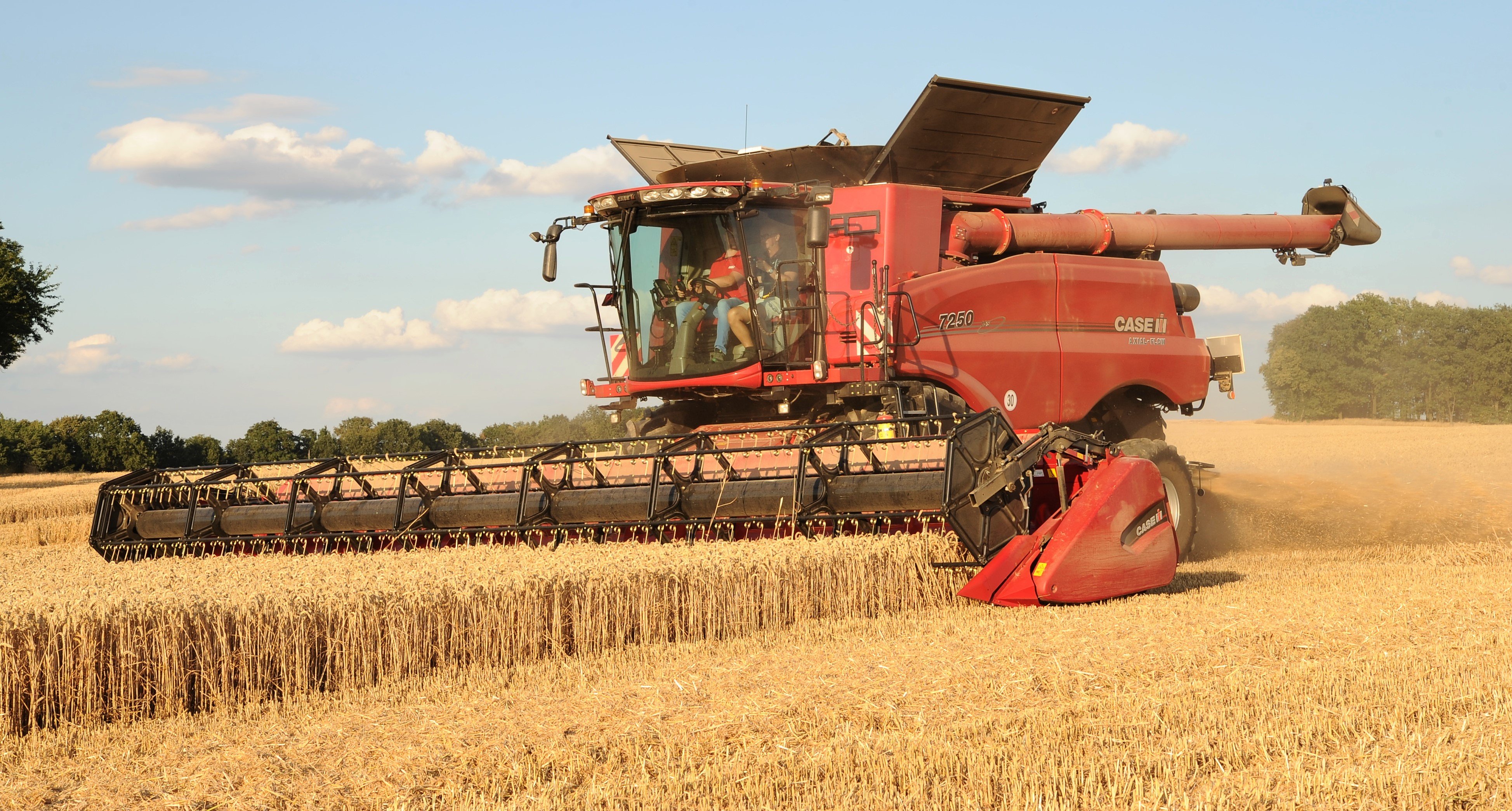 A next-generation Case IH Axial-Flow 250 Series combine harvester in action in Germany this week