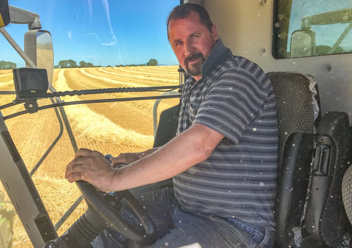 Brian Ireland harvesting winter barley in Danesfort, Co. Kilkenny