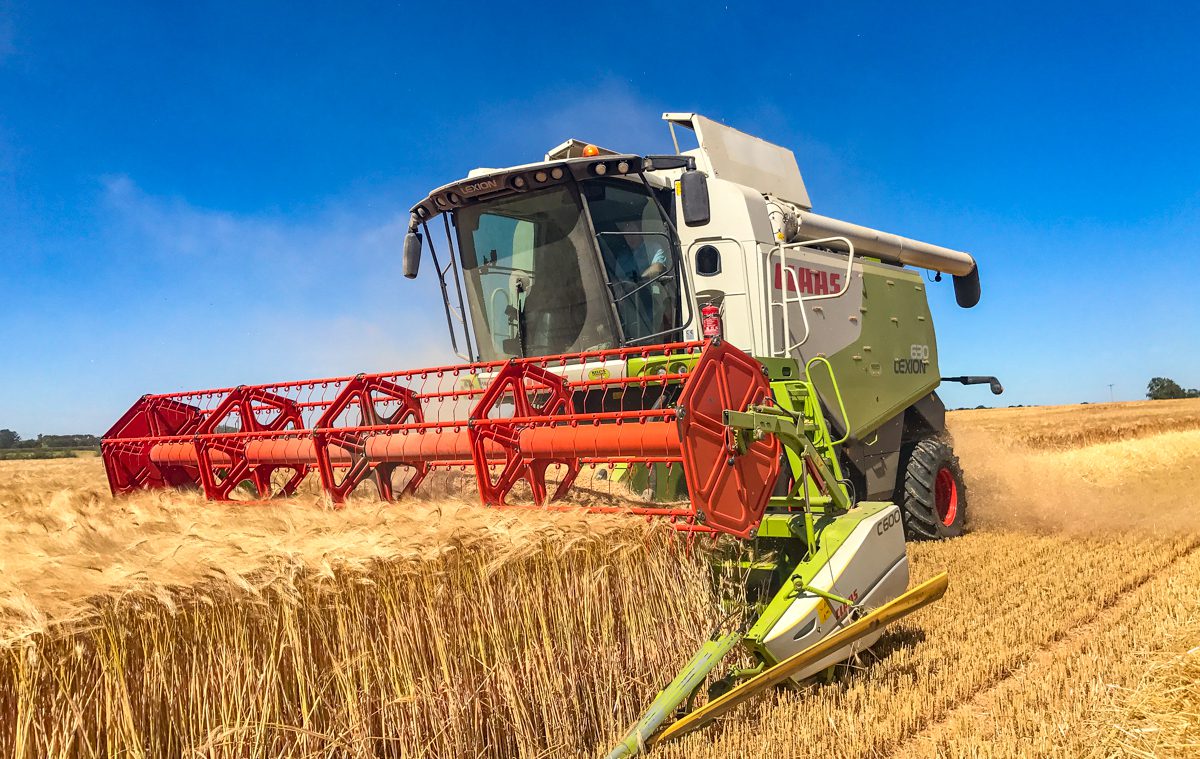 Brian Ireland harvesting winter barley in Danesfort, Co. Kilkenny