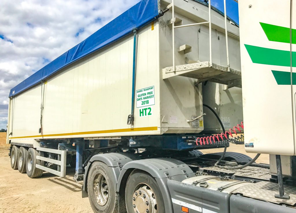 Harris Transport delivers grain from the farms in dedicated gluten-free trailers. Alan Davis was on duty when AgriLand visited