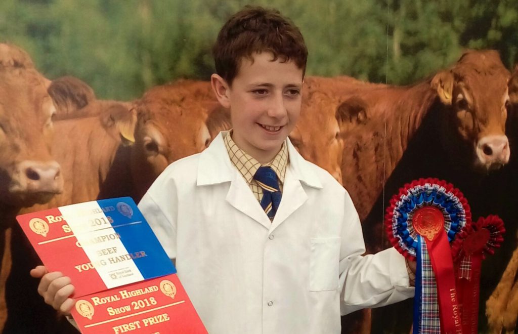 Kile celebrating at the British Limousin Cattle Society stand at the Royal Highland Show