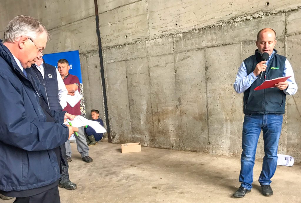 John Pettit addressing the crowd. Pictured on the left is Teagasc director Gerry Boyle
