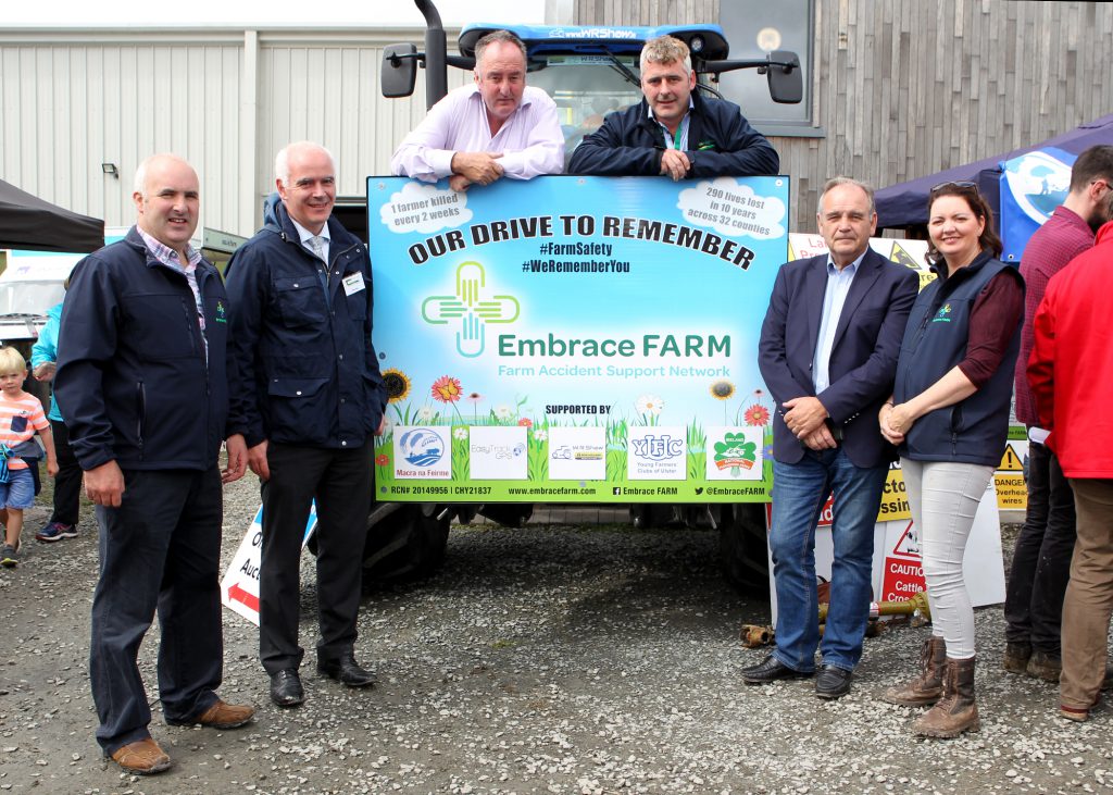 Pictured are Brian Rohan of Embrace FARM; John Kelly, Teagasc Ballyhaise; John Bryan, former IFA president; Michael Duffy and Larry O’Loughlin of Teagasc; and Norma Rohan of Embrace FARM. Image source: Adrian Donohoe