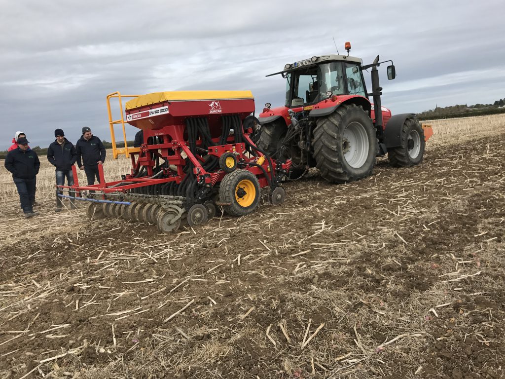 This Duncan drill was one of the machines on show at the Drummonds’ Soil Cultivation Day. It had dribble bars fitted to the back of the drill